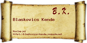 Blaskovics Kende névjegykártya